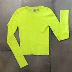 Alice and Olivia Cropped Neon Yellow Sweater XS